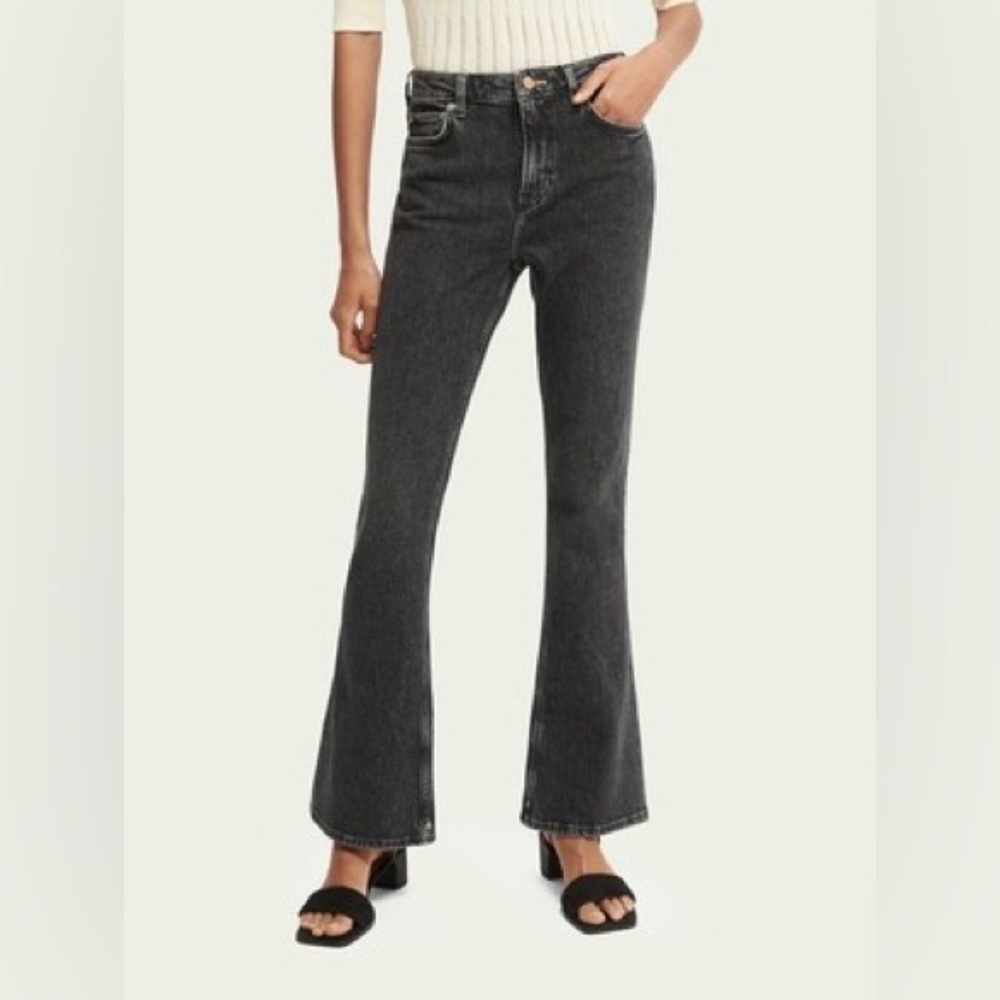 NWOT Scotch‎ & Soda The Charm High-Rise Flared Jeans – Black Magic 25 32